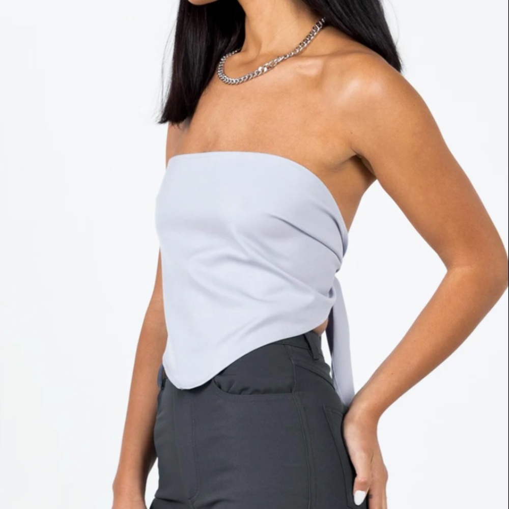 STRAPLESS TOP BLUE - Picture 2 of 4